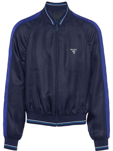 giaccone tecncio prada navy 50|Navy Silk bomber jacket .